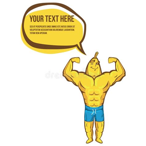 Strong Fitness Banana Shows Biceps Sport Illustration And Logo Stock