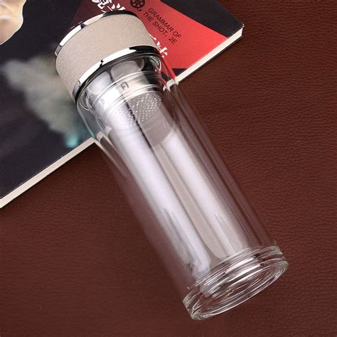 400ml Eco Friendly Double Wall Glass Fruit Infuser Water Bottle With