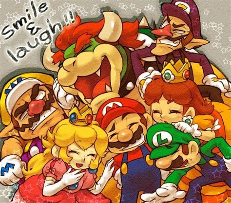 An Image Of Mario And Friends In Cartoon Form With The Caption Smile