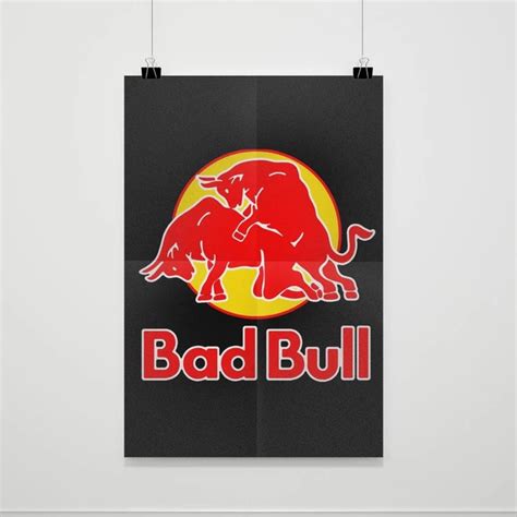 Bad Bull Funny Red Bull Parody Poster Poster Prints Custom Posters Poster