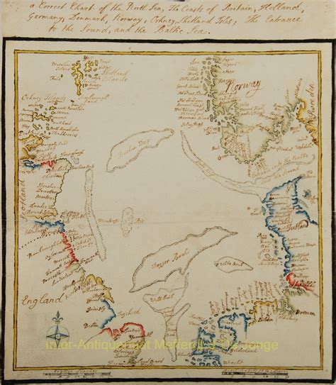 North Sea Manuscript Map Made In 1782 Inter Antiquariaat Mefferdt