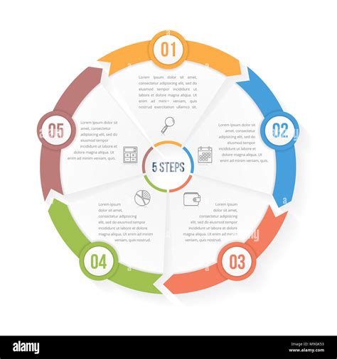Circle Infographic Template With Five Elements Steps Or Options