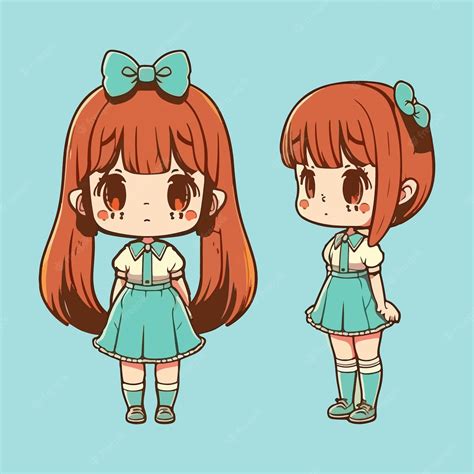 Personnage De Dessin Animé Mignon Anime Kawaii Fille Avec Illustration