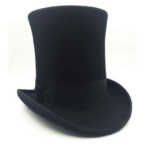 100 wool vintage top hat black crown hat retro victorian magic hat 8 deep 25cm tall for adult