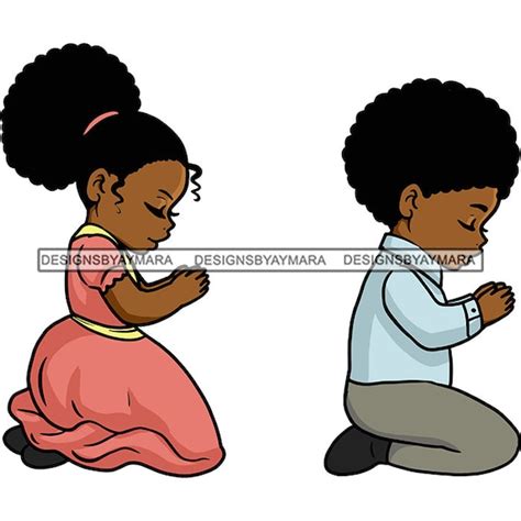 Black Kids Praying God Lord Prayers Pray Girl Boy Kneeling Etsy
