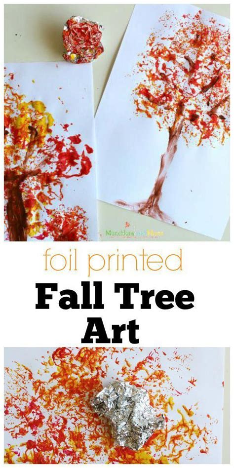 Foil Printed Fall Tree Art This Is A Great Fall Preschool Art Project
