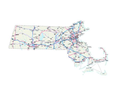 Large Detailed Roads And Highways Map Of Massachusetts State With All