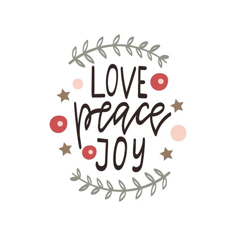 Premium Vector Peace Love Joy Hand Drawn Lettering With Florals