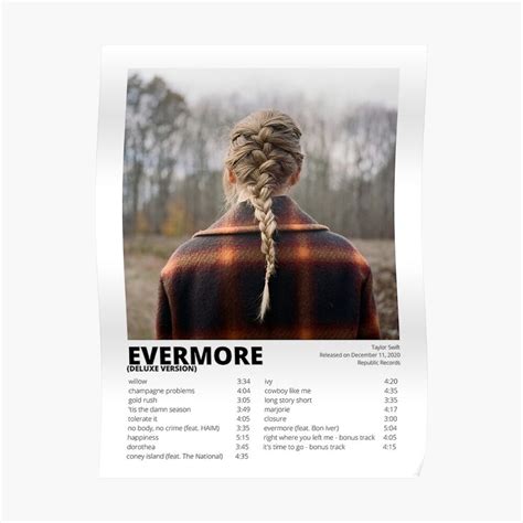 Evermore Taylor Swift Album Poster Etsy