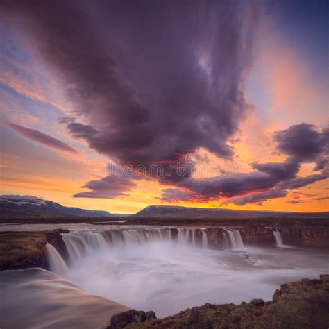Famous Godafoss Waterfall On North Iceland Iceland Stock Image Image