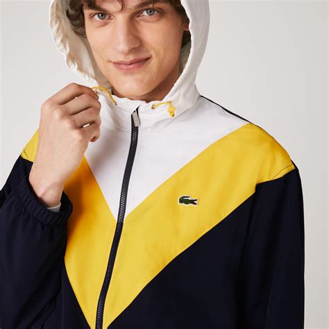 Lightweight Colourblock Hooded Jacket Navy Blue/Yellow/White | Mens ...