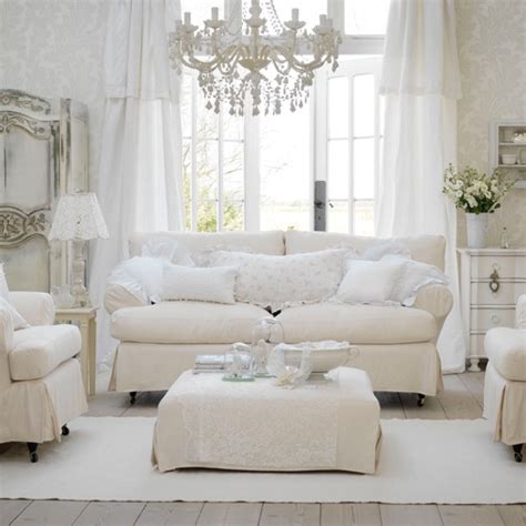 Warm White Living Room Country Decorating Ideas