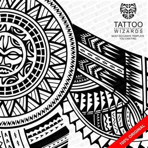 Samoan Warrior Sun 2 Vector Tattoo Template Stencil
