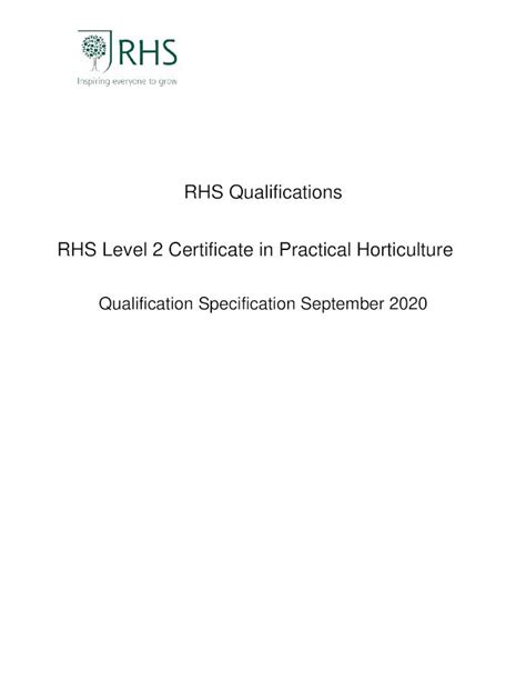 Pdf Rhs Level 2 Certificate In Practical Horticulture · The Level 2