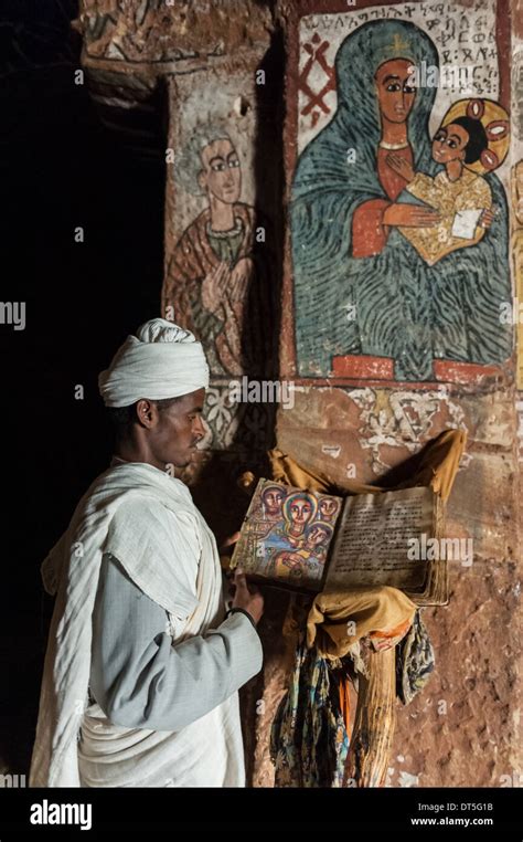 Orthodox Monk Inside Abuna Yemata Guh Church Tigray Ethiopia Africa