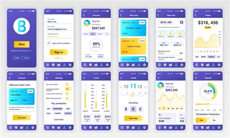 Set of UI, UX, GUI screens Banking app flat design template for mobile
