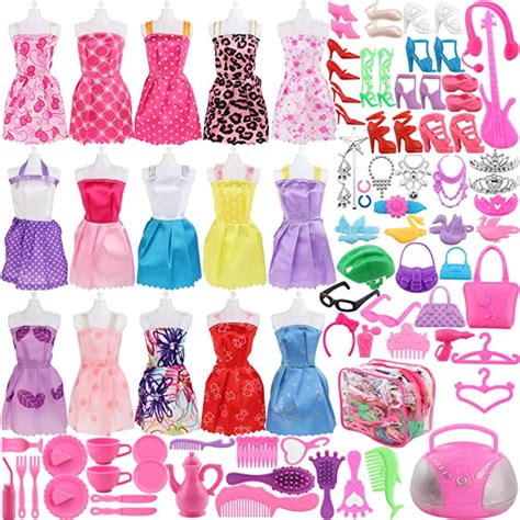 Sotogo Barbie Doll Clothes Set Includes 15 Gown Outfits Accessories 106 Pieces