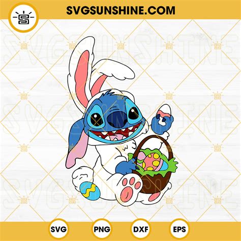 Stitch Bunny With Easter Eggs Svg Lilo And Stitch Easter Svg Png Dxf