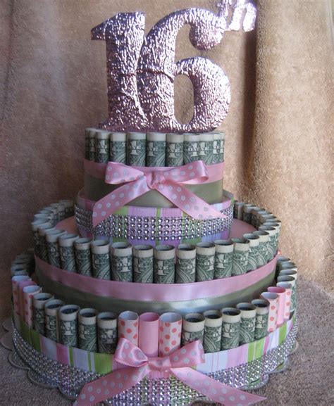 It's a day to enjoy candy and cake with your friends. MONEY CAKE 16th Birthday Unique and Fun by CreativeCreationsMC
