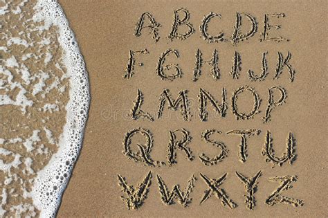 Alphabet Letters Handwritten In Sand On Beach Stock Photo Image 36958800