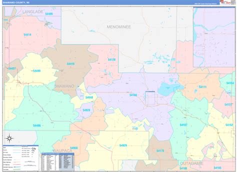 Shawano County Wi Wall Map Color Cast Style By Marketmaps Mapsales