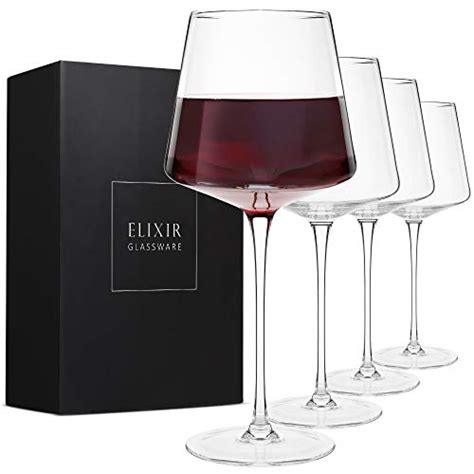 Modern Red Wine Glasses Set Of 4 Hand Blown Crystal Wine Glasses Tall Long Stem Wine Glasses