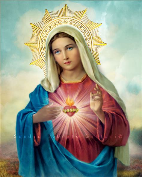 16x20 Immaculate Heart Of Mary Virgin Mary Print 8x10 Religious Art Catholic Art Print Wall