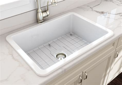 These sinks have a body made of a. Cuisine 68 x 48 Inset / Undermount Fine Fireclay Sink ...