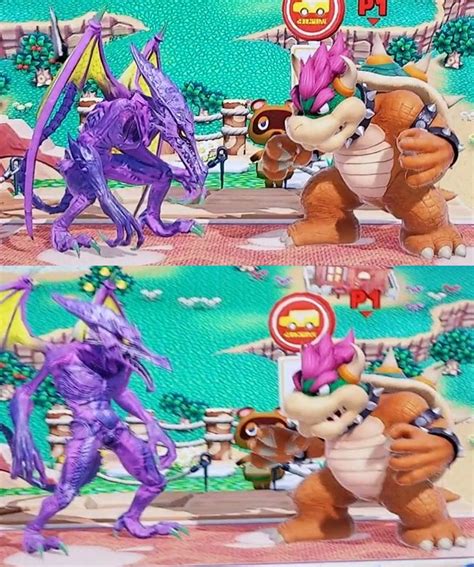 ridley size comparison to bowser hunched over vs standing upright super smash brothers