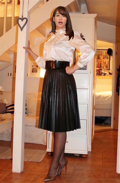 Pleated Skirt Dress Leather Pleated Skirt Satin Skirt Blouse And