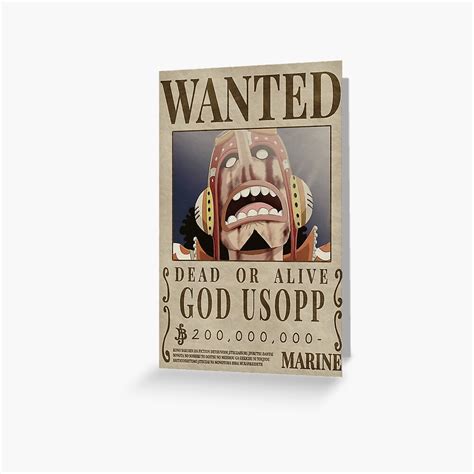 God Usopp Bounty Wanted Poster One Piece Greeting Card By Shirovexel Redbubble