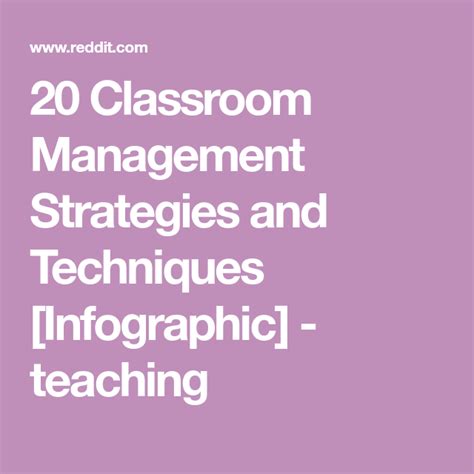 20 Classroom Management Strategies And Techniques Infographic
