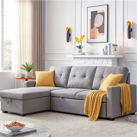 82 reversible sofa bed pull out sleeper sectional sofa corner sofa set with storage modern sofa