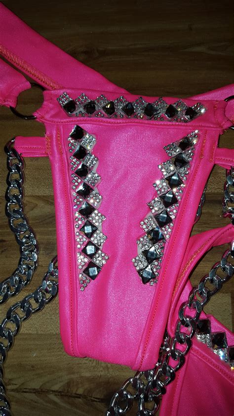 neon pink stripper clothes silver chains imperial rhinestones sexy exotic dancewear