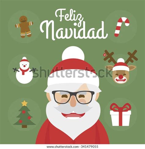 Hipster Santa Claus Character Illustration Christmas Stock Vector