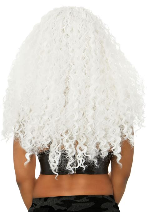 Long Womens Curly White Wig