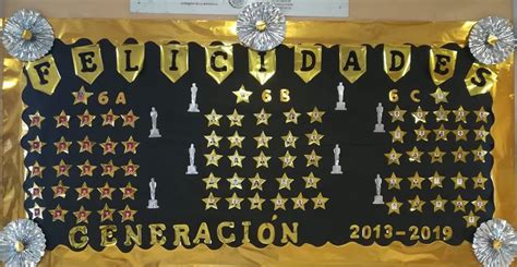 A Bulletin Board Is Decorated With Gold And Silver Stars
