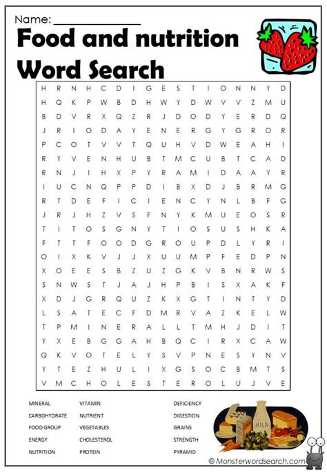 Food And Nutrition Word Search In 2021 Kids Word Search