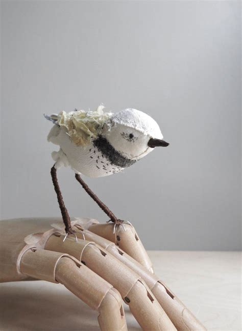 Little White Wren Hand Stitched From Forgotten Bits Of Fabric With A