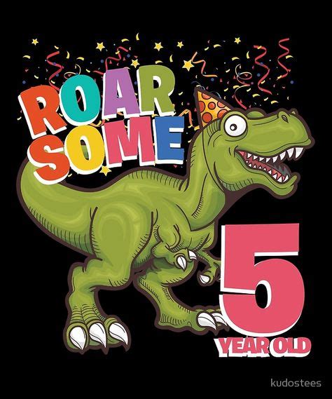 5th Birthday Dinosaur Roarsome 5 Year Old Greeting Card By