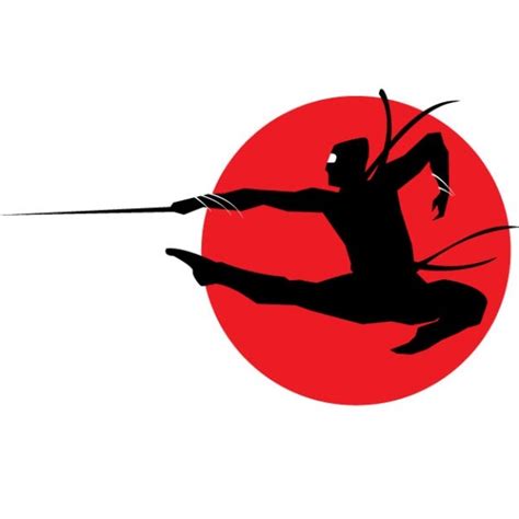 Ninja Silhouette On Red Circle Background Vector Free Download