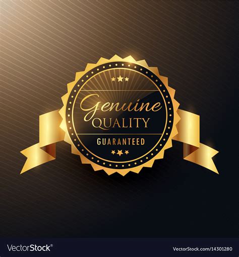 Genuine Quality Award Golden Label Badge Design Vector Image