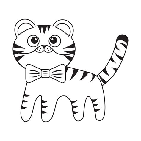 Little Tiger Cub Black Outline Vector Isolated Illustration 5657292
