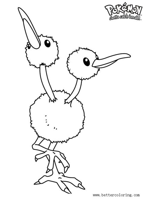 Pokemon coloring pages are dedicated to fictional interesting animals. Pokemon Coloring Pages Doduo - Free Printable Coloring Pages
