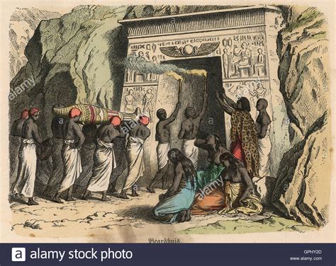 Ancient Egypt Ritual Funeral Ceremony Coloured Engraving By Stock