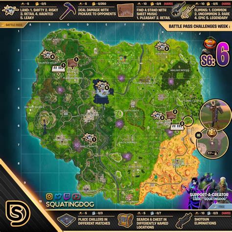 Cheat Sheet Map For Fortnite Battle Royale Season 6 Week 6 Free