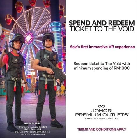 So instead of waiting for an end of season clearance sale in orchard road you can spend 30 minutes in a car and enjoy the same discount all year in the johor premium. 7 Feb-31 Dec 2020: Johor Premium Outlets Free Void Tickets ...