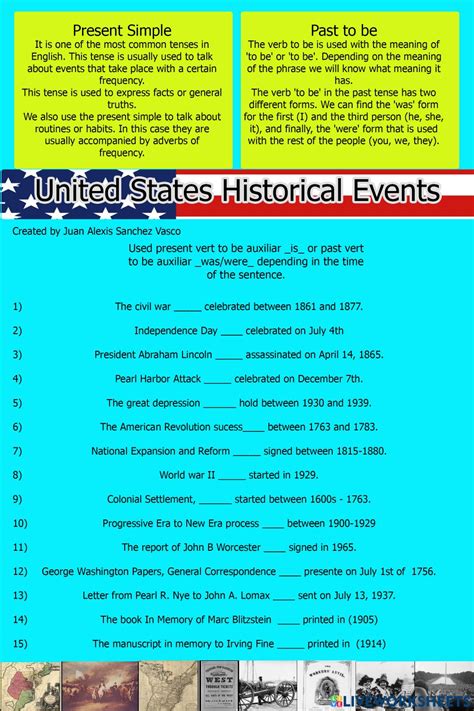 United States Historical Events Worksheet