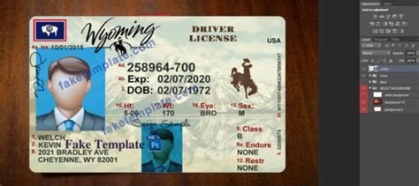 Wyoming Driver License Psd Template Fake Template