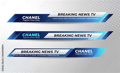 Set Of Broadcast News Lower Thirds Banner Template For Television